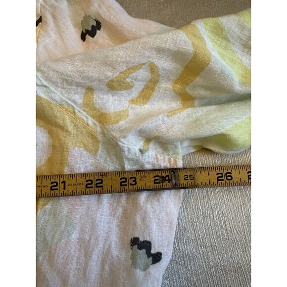 Rachel Zoe 100% Linen floral print roll tab sleeve button down shirt 2X XXL - Picture 5 of 9